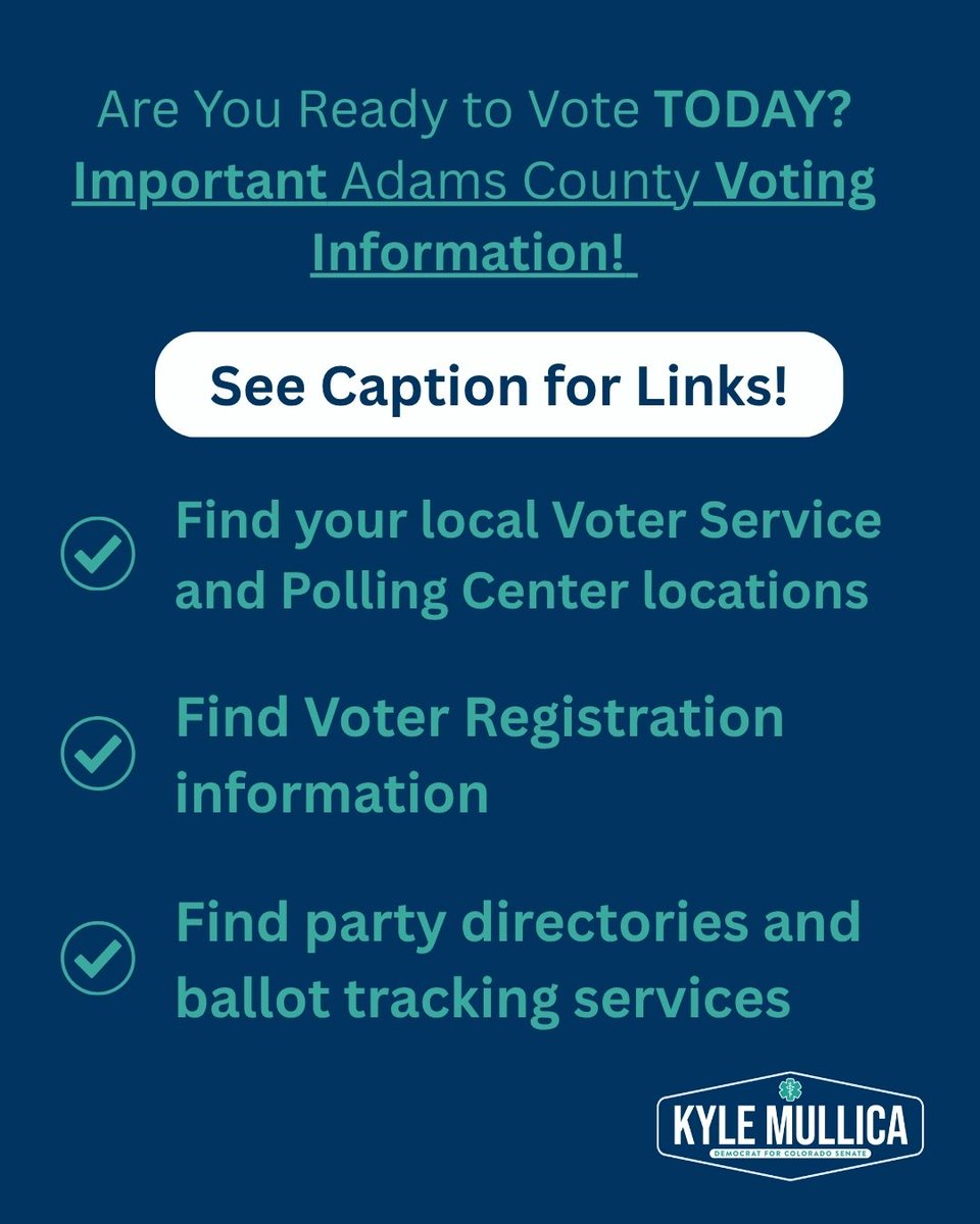 Kyle_Mullica's tweet photo. Hi folks, 

Find your local Voter Service and Polling Center locations here: https://t.co/ZR1nrMzDcw

Find voter registration information here: https://t.co/bXPzAJbeX7  &amp;
https://t.co/cj35mf5oJ8

Find party directories and ballot tracking services here: https://t.co/rN6pi7U7xK https://t.co/KdGAHq1CAu