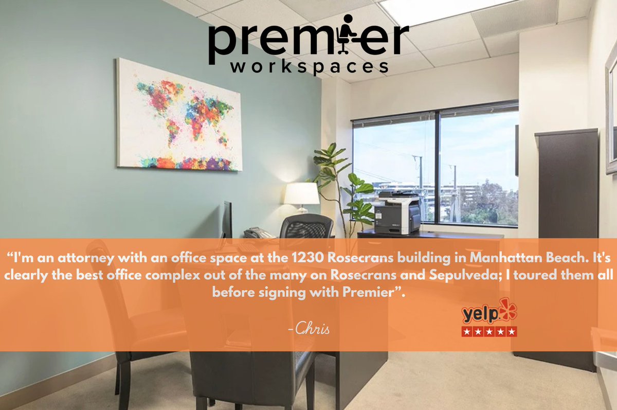 PWSpaces's tweet image. The Best review for our Manhattan Beach office suite. Thanks Chris!

premierworkspaces.com/california/man…

#WorkspacesThatWork #LocationLocationLocation #GoodReview #manhattanbeachofficespace
