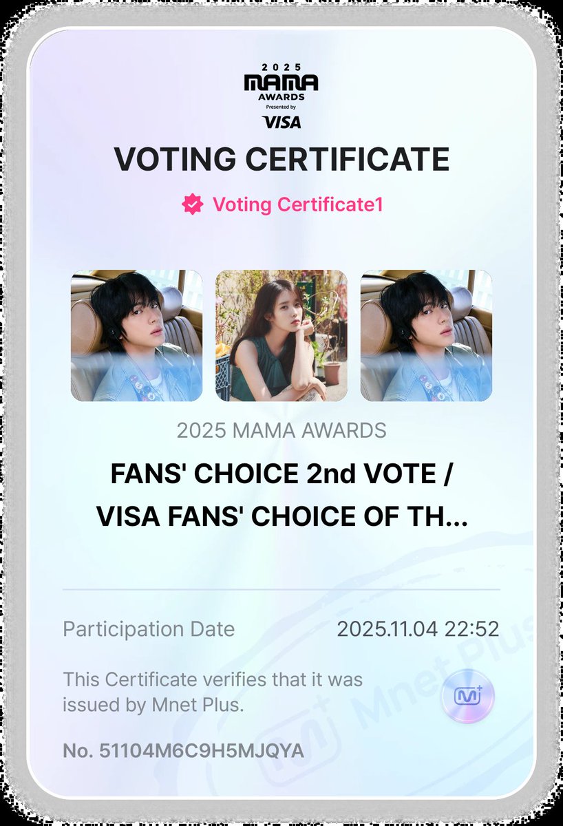 jinnielyf's tweet photo. @jinnieslamp I vote #Jin for the #2026MAMAVOTE https://t.co/14uISxuTp1