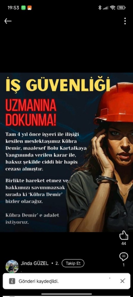 flztfk's tweet photo. #işgüvenliğiuzmanınaadalet https://t.co/T21bRY3S6I