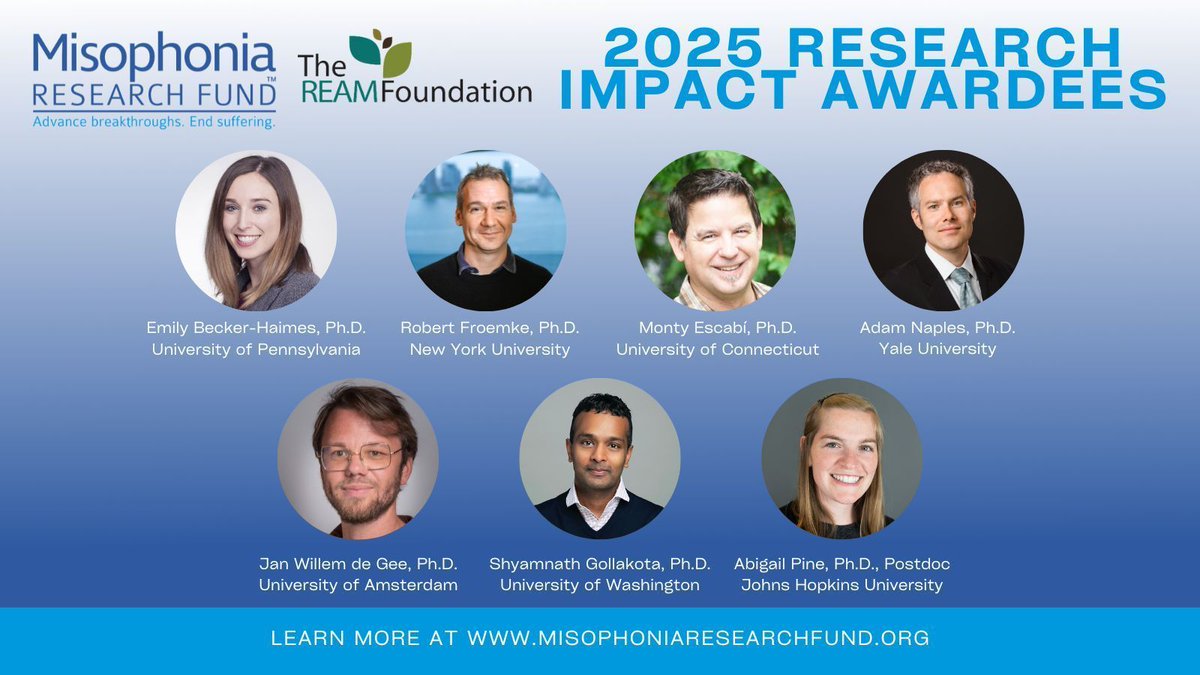 misophoniafund's tweet image. Congrats to our 2025 Research Impact Awardees!🎉

Their work will help us to understand #misophonia and explore potential treatments for the disorder.

This award grants up to $500k for independent investigators, and up to $200k for #postdocs.

Learn more: buff.ly/rZDNidK