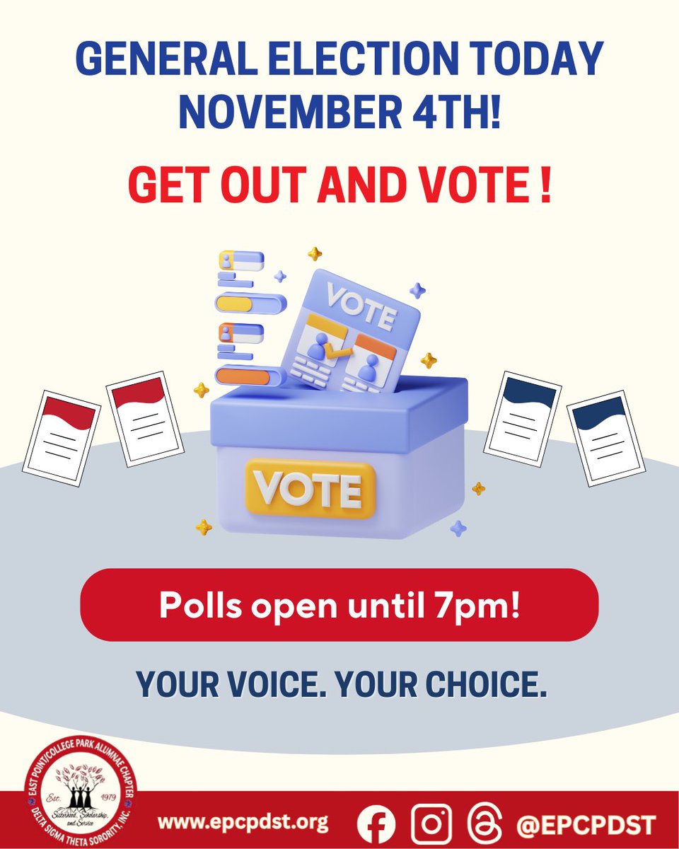 🗳️ Every vote is a voice for our community’s future.🗳️

Encourage others to join you as you head to the polls with purpose. Together, we can make a meaningful impact.  

#YourVoiceYourChoice #SocialAction #EPCP #SRDST #DST1913