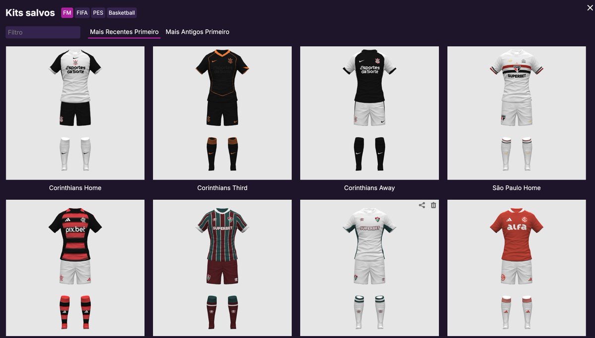 felipemoller's tweet image. Para nós BR que jogamos FM, passei os últimos dias aprendendo a criar os kits 3D dos clubes da Série A do Brasileirão. FIz com amor, porque sei que faz toda diferença jogar com as camisas.

Deixei o link disponível pra download: mediafire.com/file/1978dbp1c…

#fm #fm26 #fmkits3d