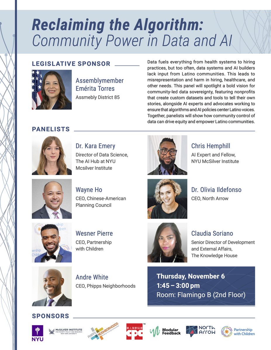Our Executive Director &amp; CEO, Andre White, is joining as a panelist for the Reclaiming the Algorithm: Community Power in Data and AI panel discussion. With nonprofits and AI experts, they will explore how to empower Latino voices through custom datasets and inclusive AI policies.