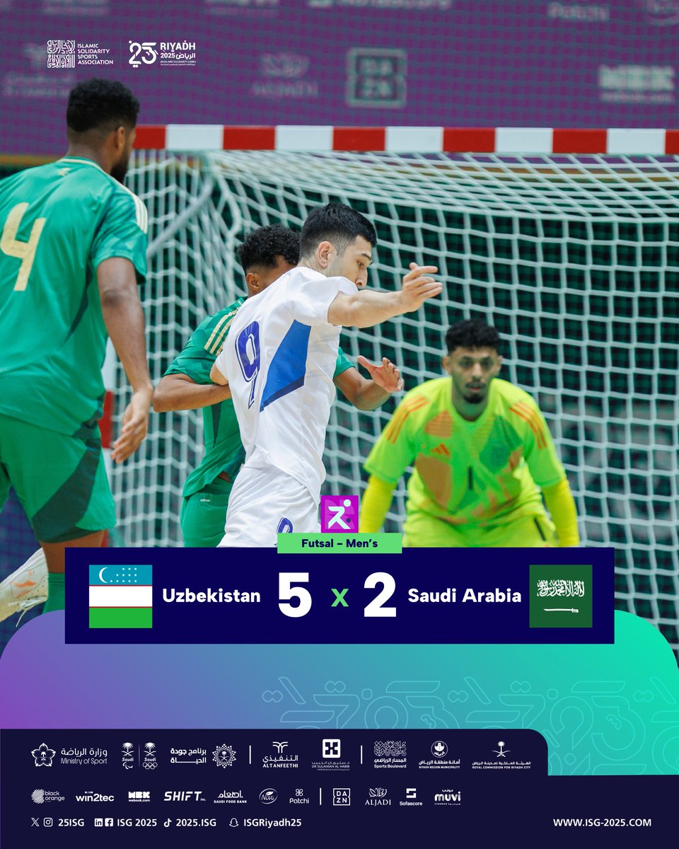 ⏰ FULL TIME ⏰

Uzbekistan's trio of goals in the second half help them to victory against the hosts ⚽️

#Riyadh2025 | #IslamicSolidarityGames