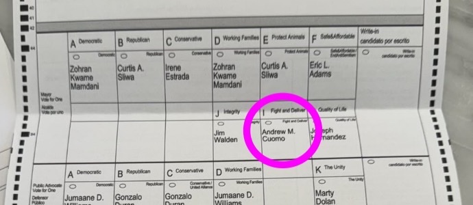 La_Diana's tweet photo. I don’t think I’ve ever yearned to vote in a different municipality than for today. #VoteForCuomo #NYC https://t.co/4j7bq8hHfz