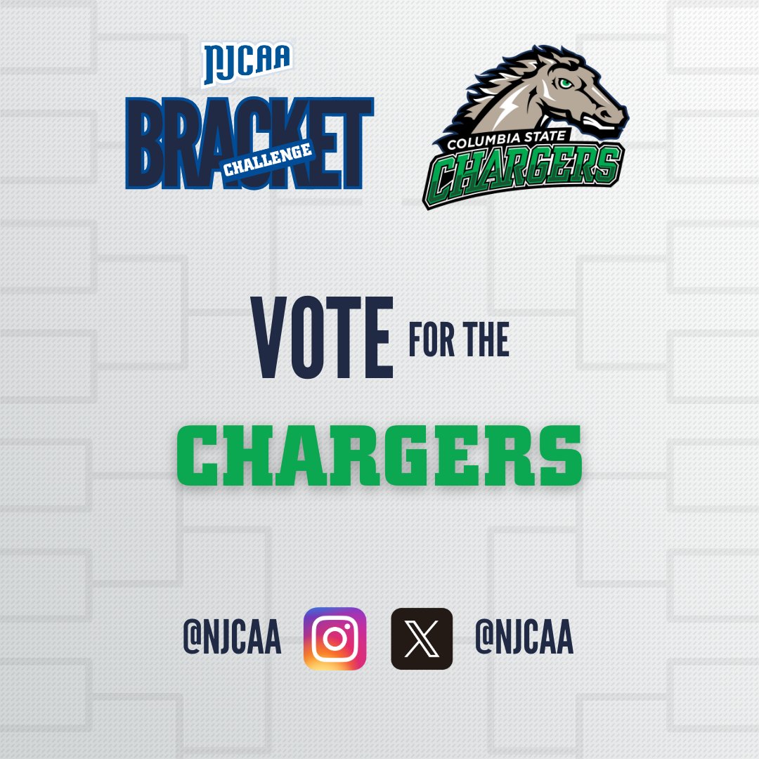 CStateSports's tweet image. 🚨 We’re IN! The #NJCAA Bracket Challenge is back! Bracket drops Nov, matchups start Dec!
Vote on X &amp;amp; IG Stories during each 24-hr window — YOUR votes decide who advances! Bragging rights + a prize for the winning region at the 2026 NJCAA Convention!
#GoChargers  #ColumbiaState