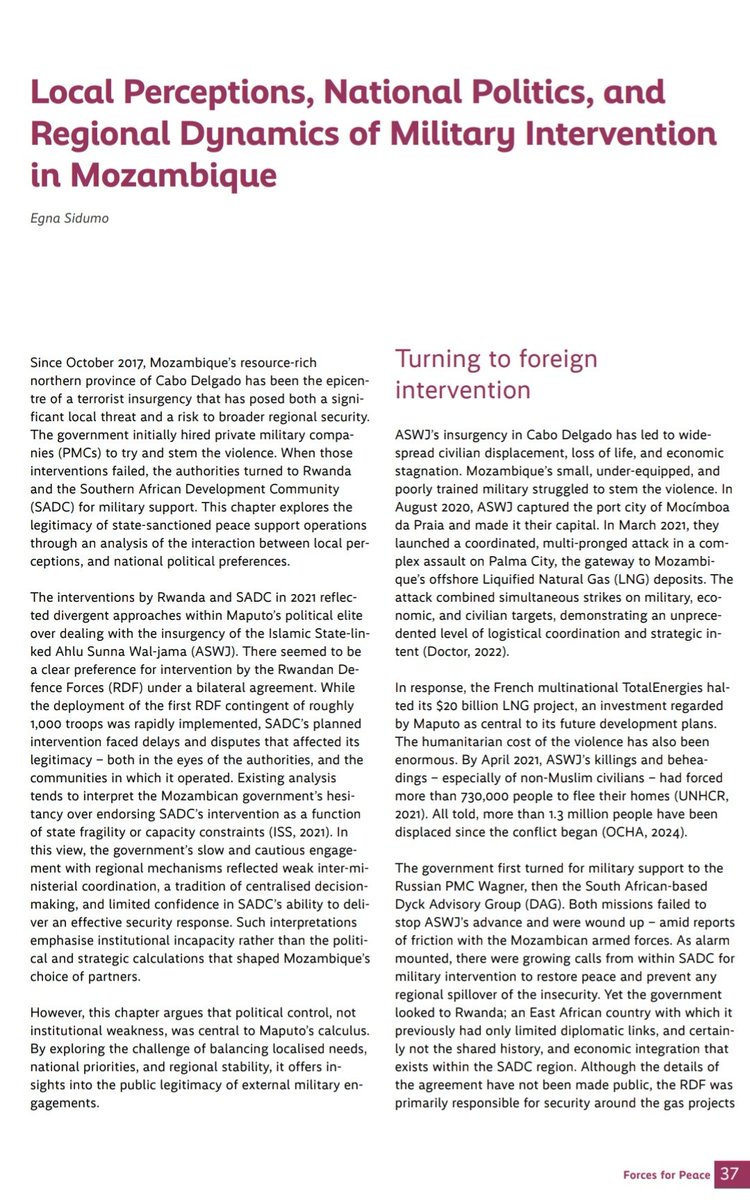 reussae's tweet image. &quot;Local&quot; #perceptions of #legitimacy are complex. @cmi_no&apos;s @EgnaRachel unpacks how #combat performance aided in obtaining the intangible prerequisites for mission success in counter-insurgency in #Mozambique&apos;s #CaboDelgado region.
