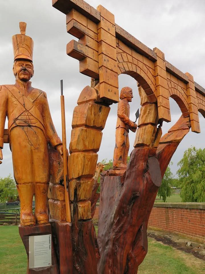 NZAllison's tweet image. Tasmania 2014. Tree sculptures from Campbell Town, the Spikey Bridge (yes, another old convict built bridge and indeed labelled SB) and a coastal view on the way south along the Tasmanian coast.
#Tasmania