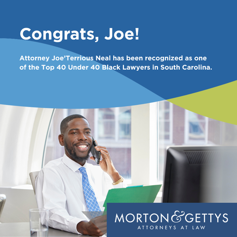 Congratulations to Joe’Terrious Neal. He’s earned recognition among the Top 40 Under 40 Black Lawyers in South Carolina. Read more: mortongettys.com/neal-listed-am…