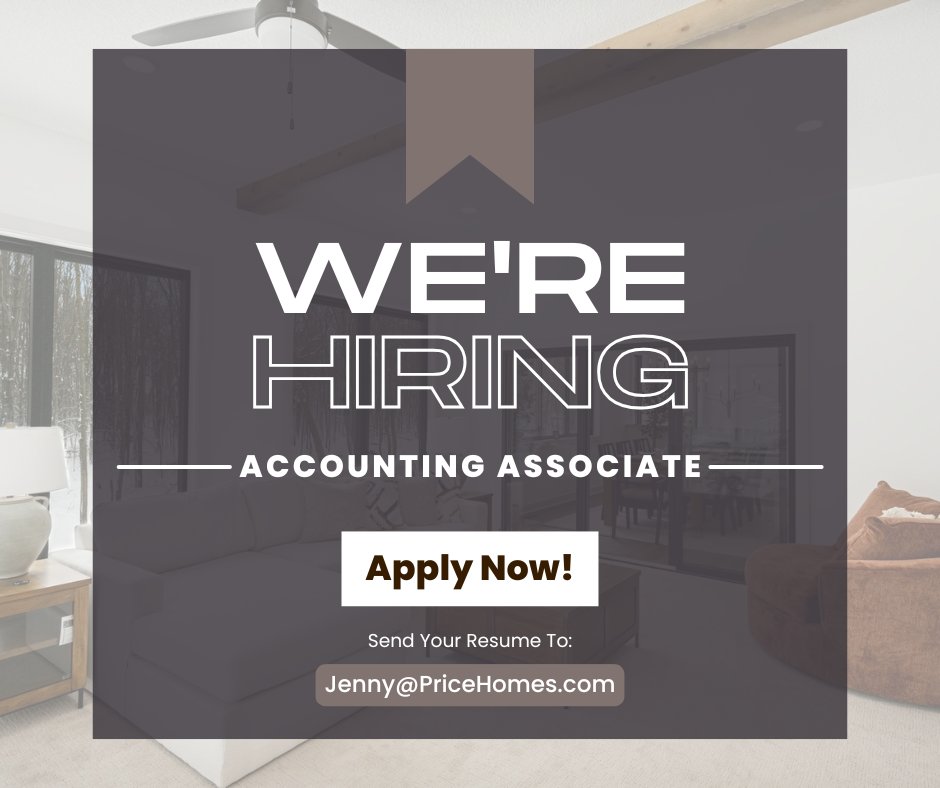 PricehomesMn's tweet image. We’re hiring! 📊 Join our team as an Accounting Associate and help keep our operations running smoothly behind the scenes. Send your resume to Jenny@PriceHomes.com

#NowHiring #AccountingAssociate #PriceHomesMN #JobPosting #ElkRiverMN