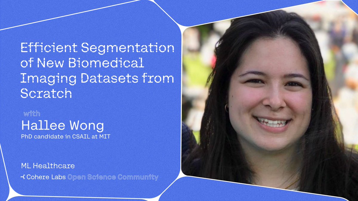 Our ML Healthcare group is excited to host Hallee Wong this Friday, November 7th for an insightful session on "Efficient Segmentation of New Biomedical Imaging Datasets from Scratch"

Thanks to <a href="/AnasZaf79138457/">Anas Zafar</a>, <a href="/oumayma_es_/">Oumayma Essarhi</a> and <a href="/LeemaMurali/">Leema Krishna Murali</a> for organizing this event! 🔥

Learn