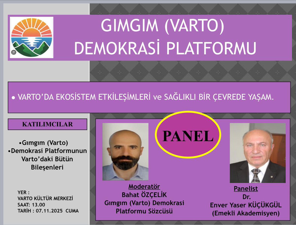 PANEL’E DAVET

Sahasında uzman akademisyen Sayın Dr Enver Yaser Küçükgül’ün konuşmacı olarak katılacağı PANEL’e müsait olan tüm dostlarımızı bekliyoruz.

Saygılarımla