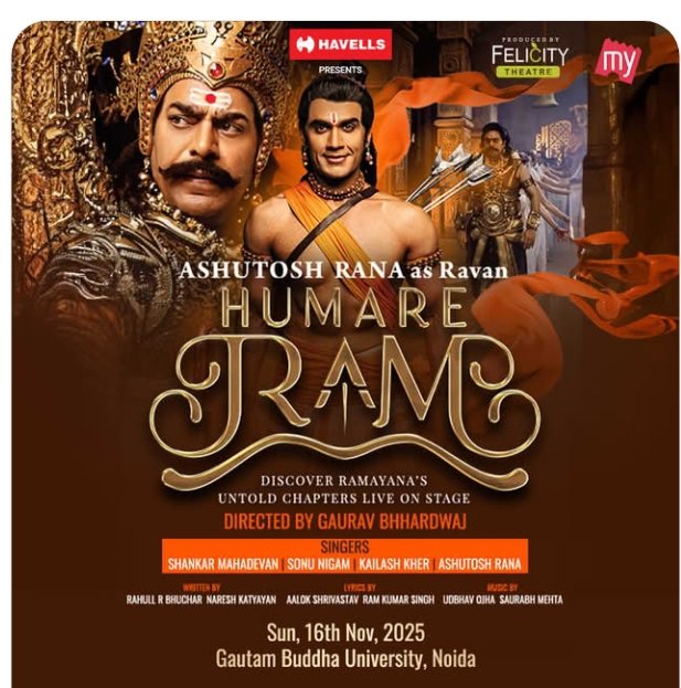 ramtemple_ram's tweet image. An epic older than time, with performances crafted for today.
This is the legendary Humare Ram! 🤩 Watch live performance of legendary actor shri Ashutosh Rana ji @ranaashutosh10 as Rawan and Rahul Bhuchar as shri ram 🔱  #theatre #hinditheatre #musicaltheatre