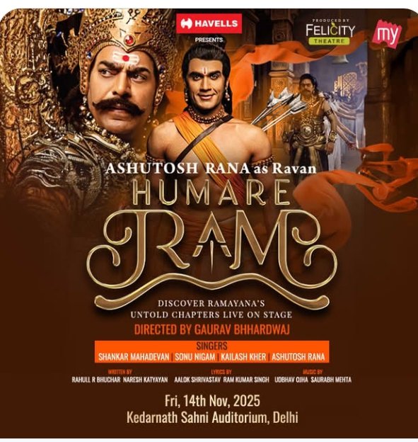 ramtemple_ram's tweet image. An epic older than time, with performances crafted for today.
This is the legendary Humare Ram! 🤩 Watch live performance of legendary actor shri Ashutosh Rana ji @ranaashutosh10 as Rawan and Rahul Bhuchar as shri ram 🔱  #theatre #hinditheatre #musicaltheatre