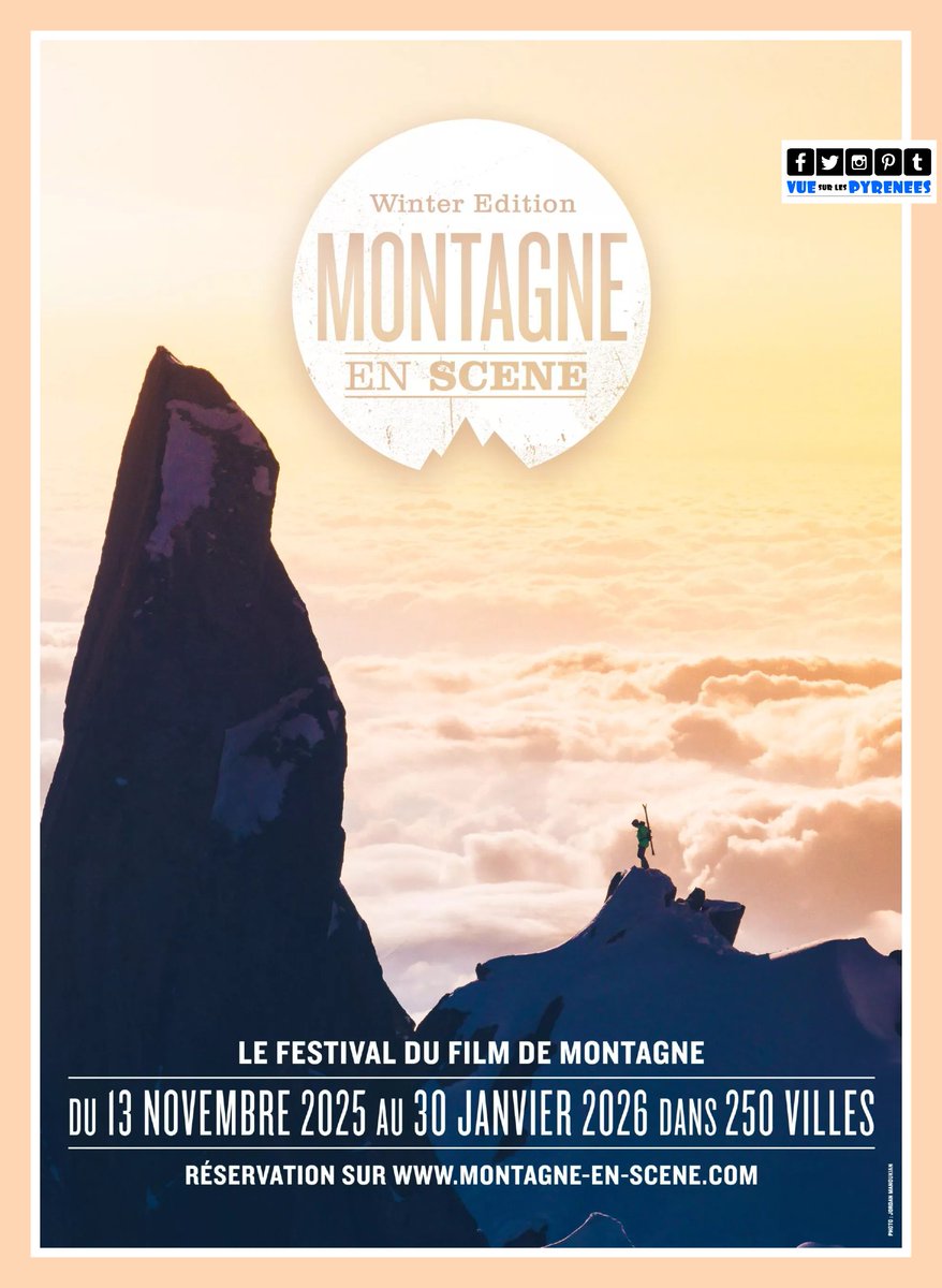 Festival Montagne en Scène pour l'édition Hiver 2025
Pau - Biarritz et Tarbes

programme
vuesurlespyrenees.blogspot.com/2025/11/festiv…

les plus beaux films d’alpinisme, de ski et d’aventure à travers le monde

#cinéma #montagne #film #ski #alpinisme