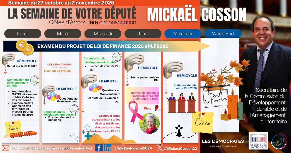 📢Quels ont été les temps forts de ma semaine ?... 
👉🏼Retrouvez l'essentiel de mon agenda parlementaire du 27 octobre au 2 novembre 2025🗓️