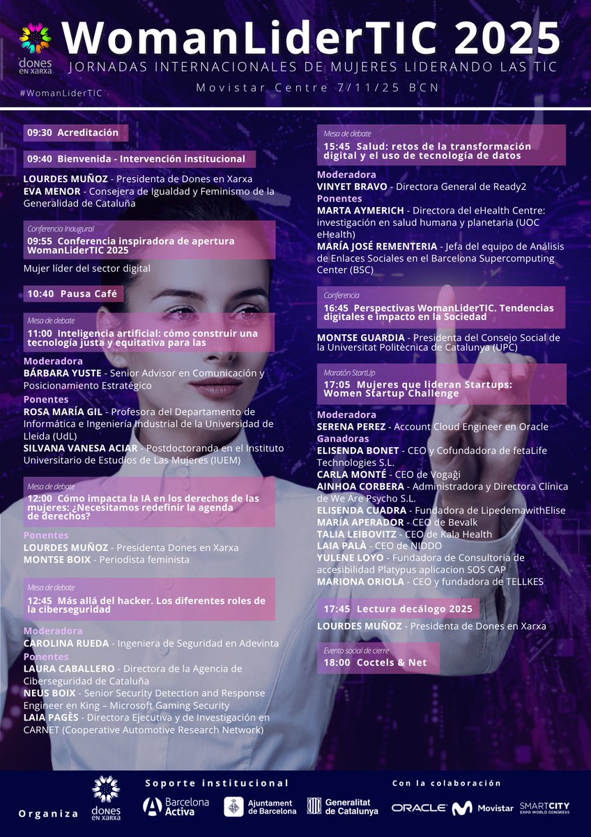 🚀 #WomanLiderTIC 2025 | Este viernes <a href="/mjrementeria/">M Jose Rementeria</a> estará en la mesa redonda 4 para hablar sobre los retos de la transformación digital y el uso de la tecnología de datos en el ámbito de la salud.

📅 7/11 #MovistarCentre
🔗 Inscripción gratuita bit.ly/EB_WLT25