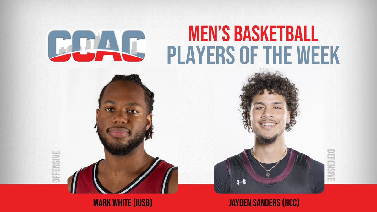 CCACSports's tweet photo. IUSB's White, HCC's Sanders Earn First Men's Basketball Weekly Honors For 2025-26
https://t.co/rfymnDcNJD https://t.co/rydlcGfqoc