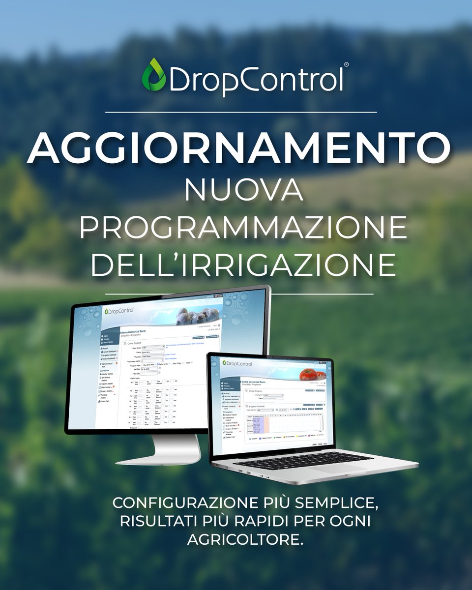 WiseconnEurope's tweet image. Abbiamo semplificato la programmazione dell’irrigazione!💧
Con la nuova funzione di #DropControl, puoi pianificare, controllare e ottimizzare l’irrigazione in modo ancora più semplice e veloce💻 Meno passaggi, più controllo e più tempo da dedicare al campo🌱