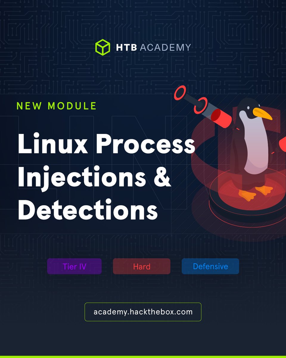 hackthebox_eu's tweet image. ELF on a shelf 🧝
A new #HTB Academy Module is here! Dive into various Linux process injection techniques, from basic to advanced. Learn about ELF and dynamic-linking tricks, evasion, plus how to detect and defend. Start now: okt.to/qNDnb1

#HackTheBox #HTB…