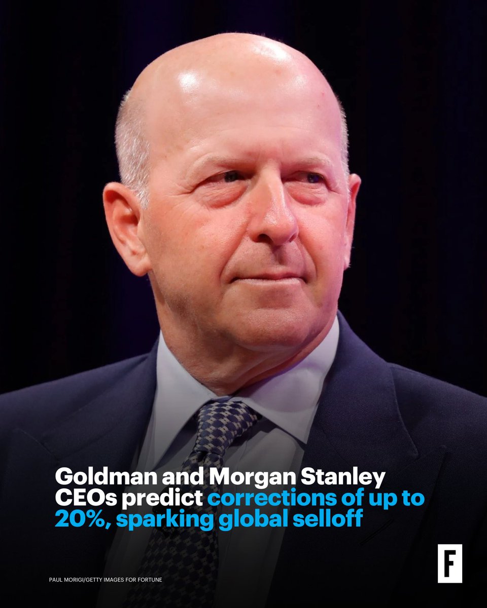 Stock markets across Asia and Europe fell sharply this morning after the CEOs of Goldman Sachs and Morgan Stanley both said they expect a major correction in the stock markets. trib.al/U3pLwml