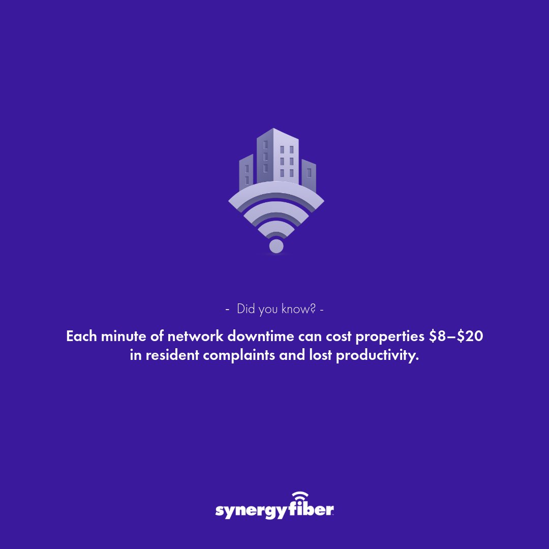 a2synergy's tweet image. ⚡️ Downtime isn’t an option.

Each minute offline can cost properties $8–$20 in lost productivity and resident complaints.

Synergy Fiber’s backup circuit solutions keep you online — even when the primary connection fails.

#SynergyFiber #NetworkReliability #ManagedWiFi