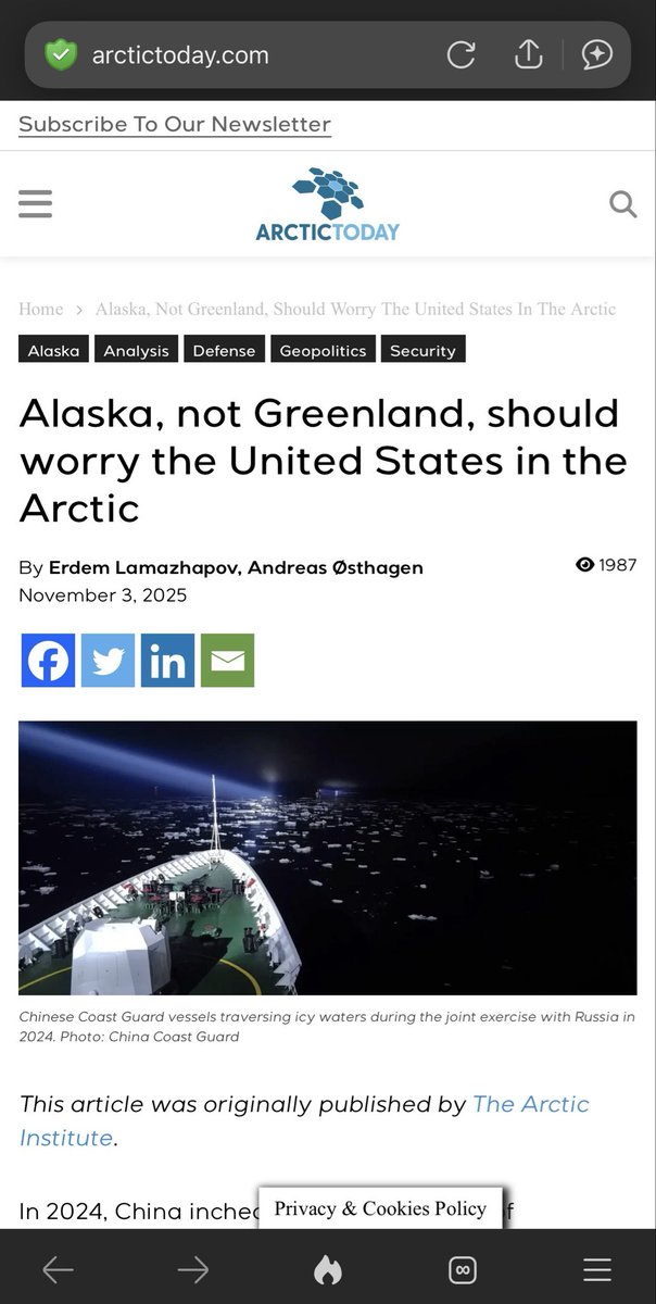 LSers: It’s all in here. 

✅ Increased military presence in Russia leading to suggestions of adding troops in Alaska

✅ Increased patrols of the Bering Strait

✅ A Russian-Chinese exercise near Alaska that was ‘unprecedented in size’

Next step: 3i/atlas… gotta introduce the