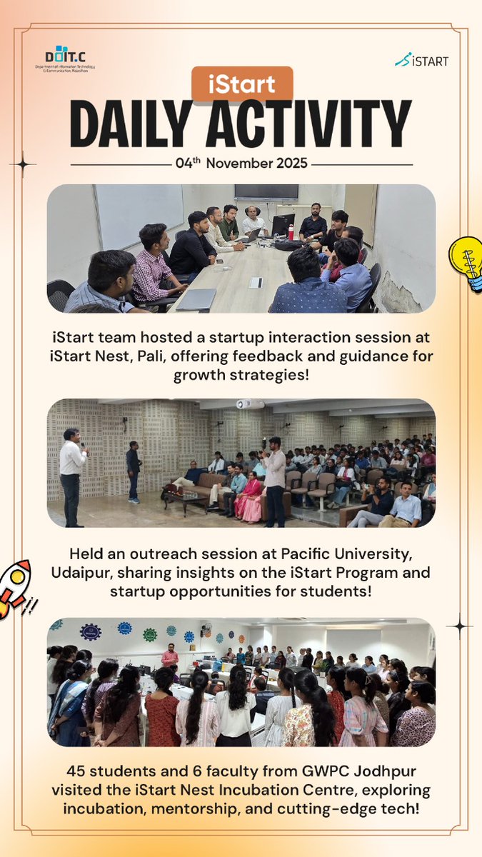 Empowering Rajasthan's Future Entrepreneurs Glimpses of the activities carried out on 4th November 2025.

#iStartRajasthan #Entrepreneurship #DailyActivities