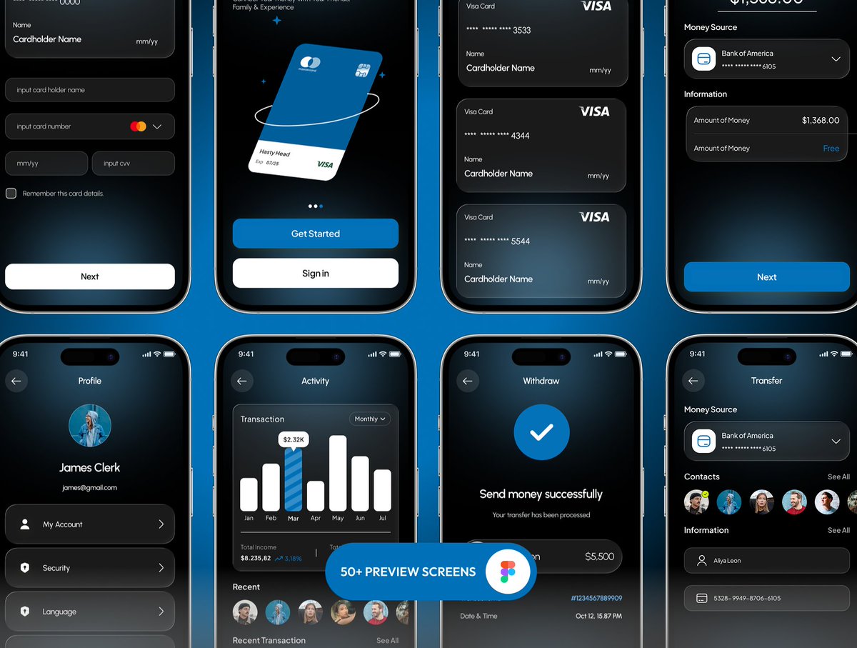 sciencewhile's tweet image. 🚀 Finance &amp;amp; Wallet App UI Kit! 

🛒Buy now: ui8.net/magicis-agency…

 ✅ Fully customizable
 ✅ Pixel-perfect design
 ✅ Modern style
 ✅ Design System
 ✅ Figma File

#financeui #financeapp #wallet #uidesign #ux #uiux