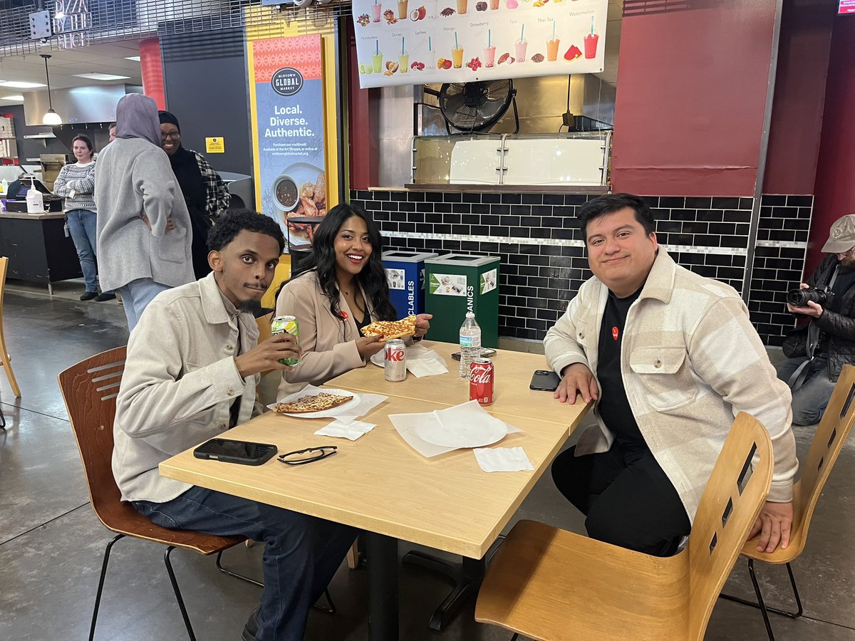 aurinmpls's tweet photo. It’s lovely to have Sen. @OmarFatehMN join Team Aurin and CM. @JChavezMpls for some Election Day stops in the Southside today! ☀️

We started off our day with breakfast together at Ward 12’s very own Hi-Lo Diner, then got lunch with friends at the Midtown Global Market in Ward 9! https://t.co/6nY8rg0MP0