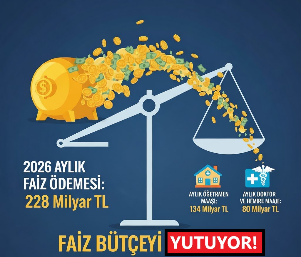 Öğretmen, Doktor, Hemşire maaşlarına aylık ödenen toplam tutar aylık faiz ödemesi kadar değil!!!