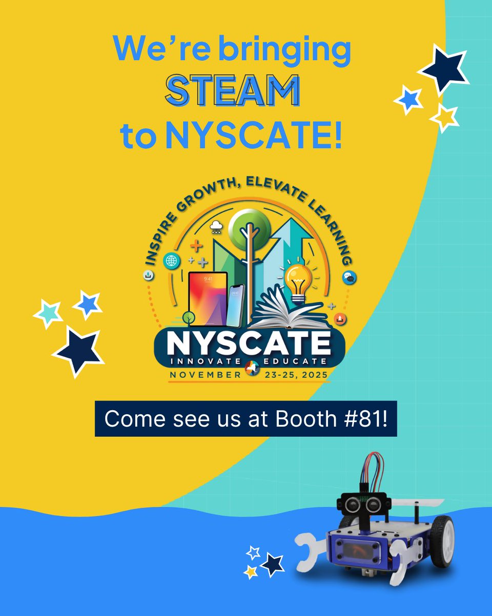 Ready to bring big STEAM energy to #NYSCATE2025? Swing by Booth #81 for hands-on fun, creative demos, and sweet treats! Discover how TinkRworks is making learning unforgettable—see you there, New York educators! 🚀 bit.ly/3JtdFzx