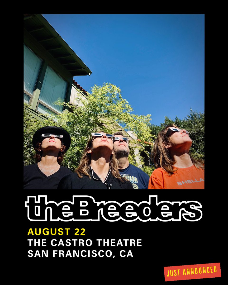 Another show to look forward to in 2026! We will be playing at <a href="/Castro_Theatre/">Castro Theatre</a> in San Francisco on August 22nd. Presale begins Nov 5th at 10am Pacific - sign up here: laylo.com/thebreeders/sa…

General sale begins Nov 7th at 10am Pacific.