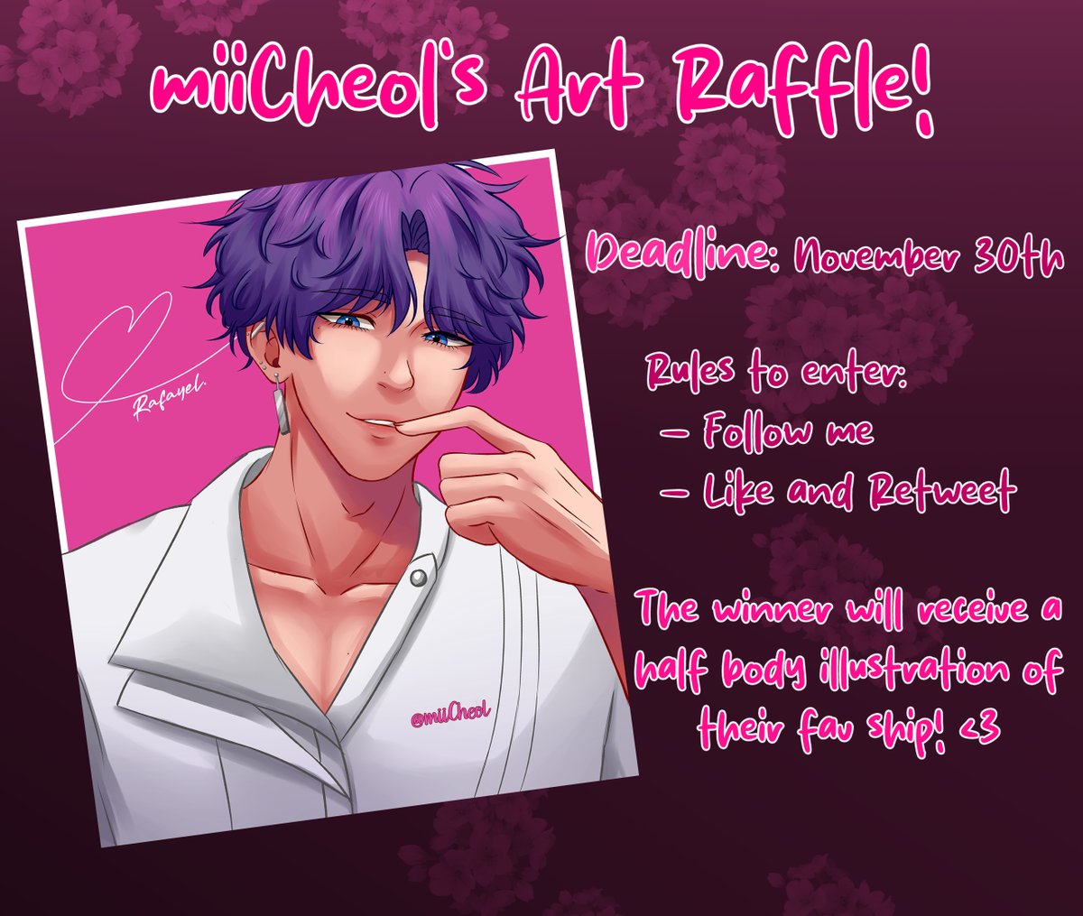 miicheol_'s tweet image. ⋆⁺₊✧November ART RAFFLE ! ! ! 🐰❤️

🎊Prize:
A half body illustration of your fav ship!

🥁 How to join:
- Follow me
- Like and reweet this post

🕐 Deadline:
November 30th

More of my Art examples in the replies ❣️