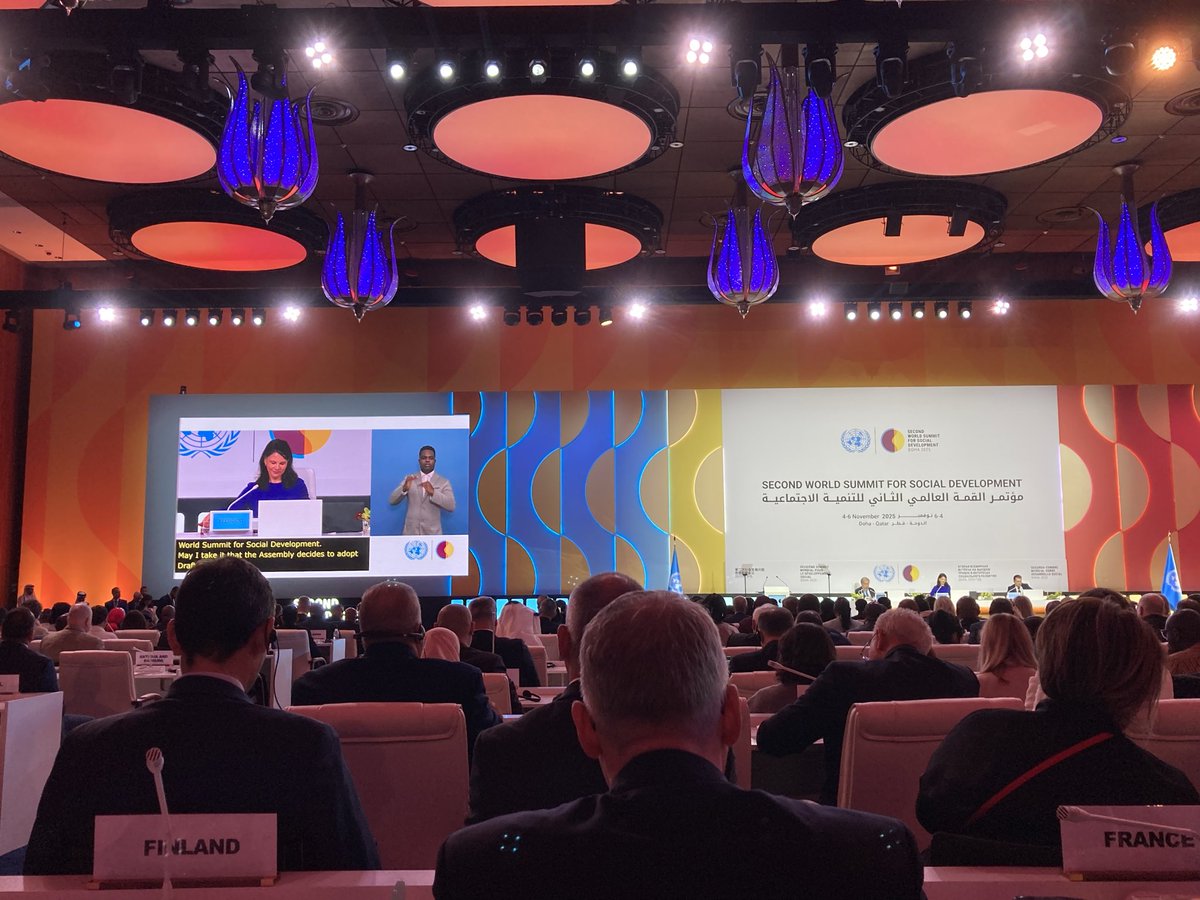 #SocialSummit2025 Doha political declaration adopted today! <a href="/Ulkoministerio/">MFA Finland 🇫🇮</a>