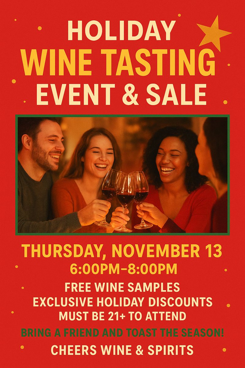 cheersmn's tweet photo. YAY!  It’s our Holiday Wine Tasting Event! Come join the fun! https://t.co/f3cjaUTyts