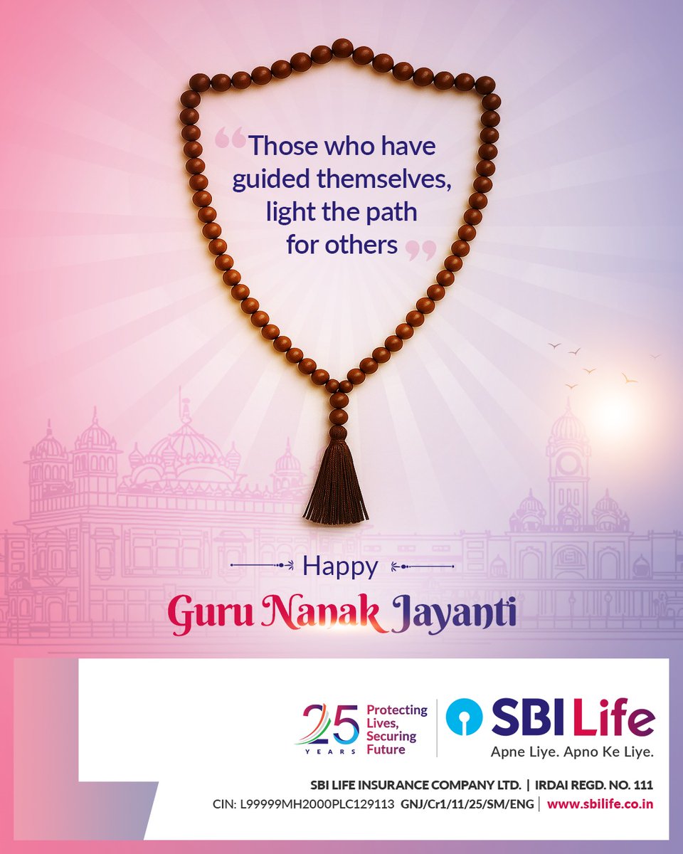 Inspired by wisdom and nurtured with trust, we’ve stood beside you at every turn. This Guru Nanak Jayanti, embrace the peace that comes from living liberated, Apne Liye. Apno Ke Liye. ​

[Guru Nanak Jayanti, SBI Life, Apne Liye Apno Ke Liye]
