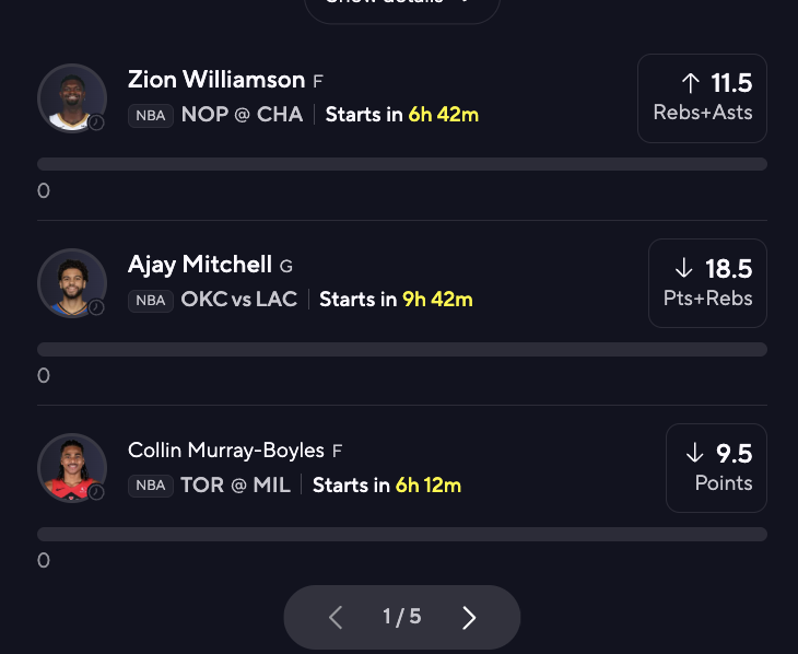 <a href="/OddsJam/">OddsJam.com</a> Can get Zion on PrizePicks as well