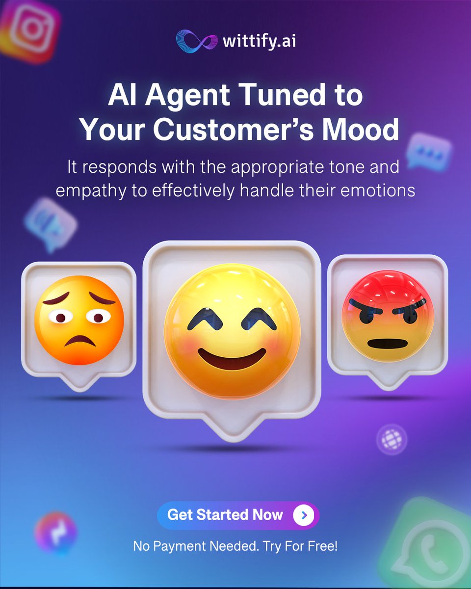 Your AI Agent isn't just smart — it's tuned to understand your customer's mood, matching the tone and language required to manage and diffuse emotions, not escalate them.
Get better customer interaction, instantly, with Wittify!
Try it Now for Free!