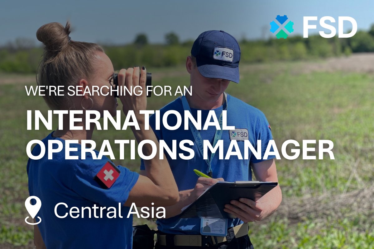 ⚡JOB OFFER ⚡

We are seeking an International Operations Manager to join our team in Central Asia!

The full job offer and application details are available at: fsd.ch/en/Jobs/

#CentralAsia #Jobs #JobOffer #MineAction