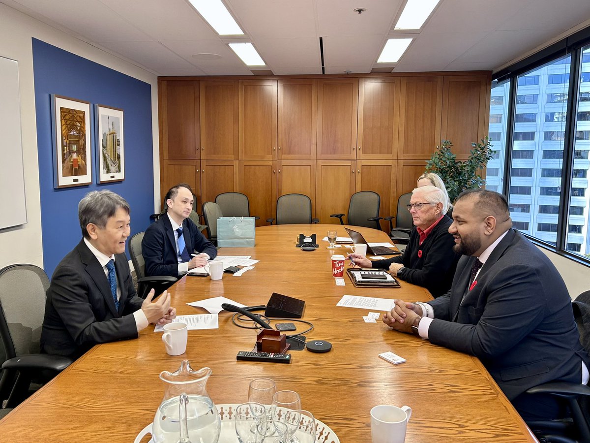 rparmar_BC's tweet photo. For decades, BC and Japan have shared a deep partnership built on wood, trust, and innovation.
Met with Consul General Takahashi today as we begin writing the next chapter - one that will strengthen trade and grow opportunity for #bcwood. https://t.co/Yv0R6cXR8A