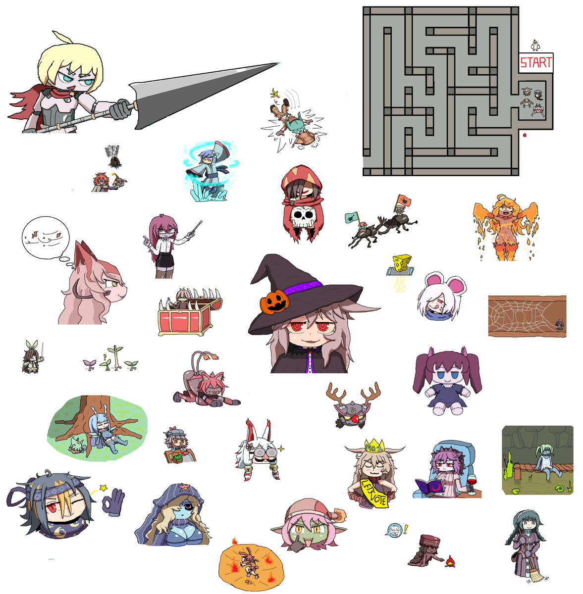 Decayrrel's tweet photo. Collage of all the Inktober arts 
#SEQUELblight #SEQUELawake #SEQUELcolony #SEQUELkludge #Asylum #InnocentRules https://t.co/u1MvwIGHxk