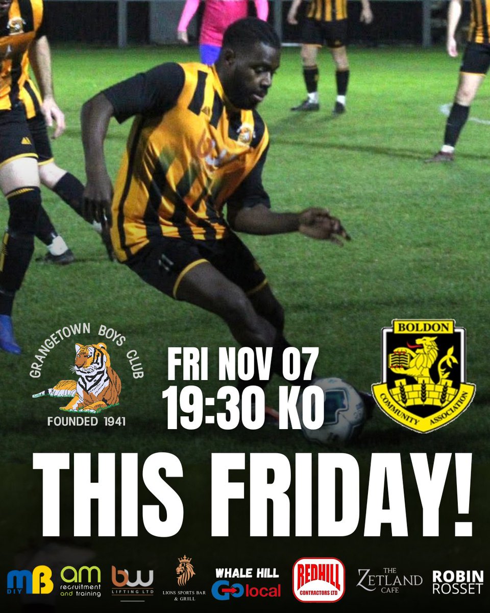 GrangetownBC's tweet photo. ⚽Fixture Change! Friday Night Football at the Boysie this week

👏Big thanks to @CABoldon &amp; The @EbacNorthernLge for accomodating 

🧣No @Boro or @SunderlandAFC clash now so hopefully a good crowd for this massive match! https://t.co/sDinCraMlr