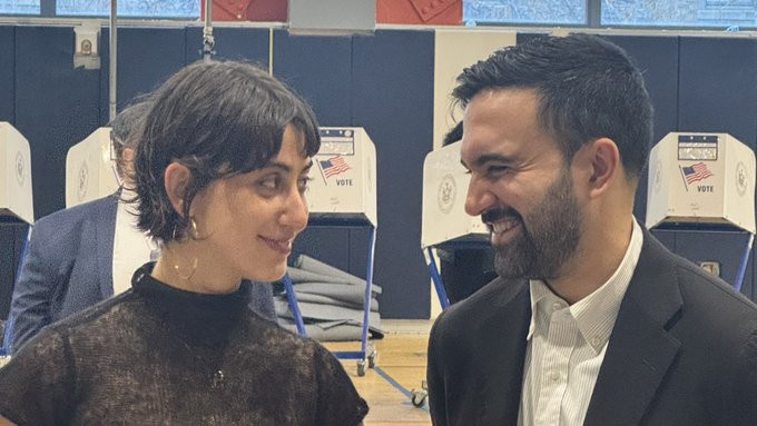 Rama Duwaji and her husband Zoran Mandami casting their vote in New York.