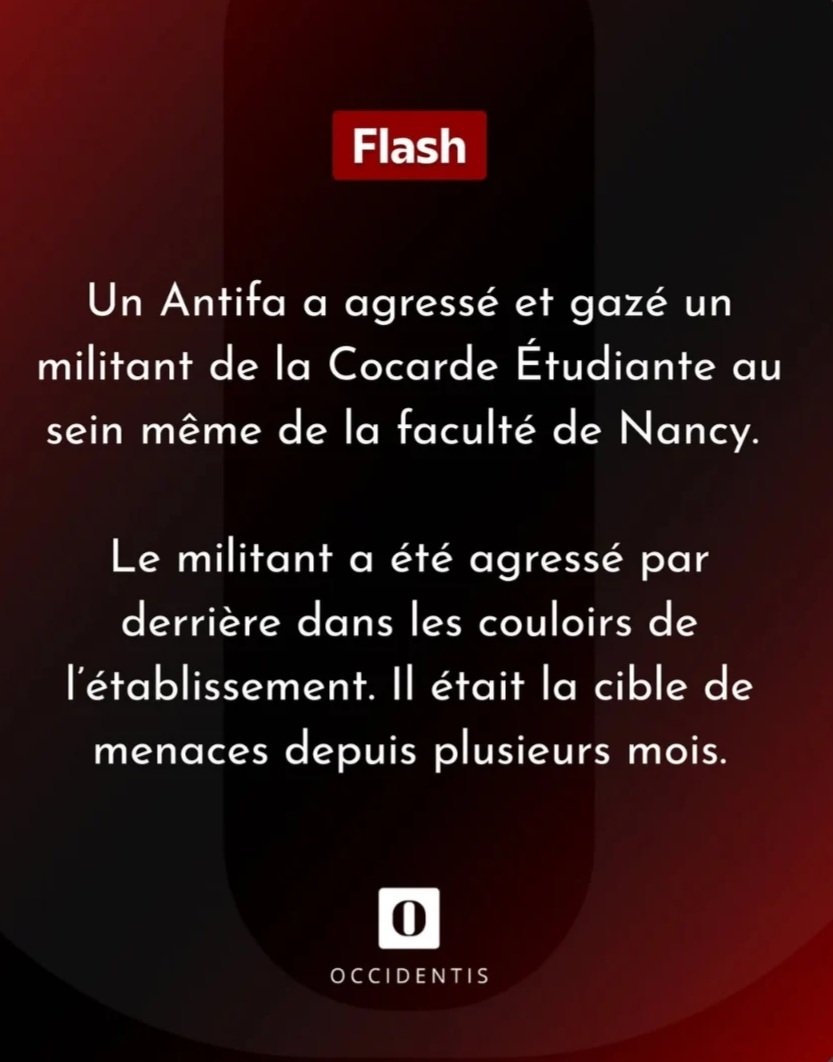 LorraineCocarde's tweet image. Soutien à notre militant de Nancy lâchement agressé par un antifa. 

Nous ne céderons pas face aux menaces, aux intimidations et aux violences physiques de l'extrême gauche.