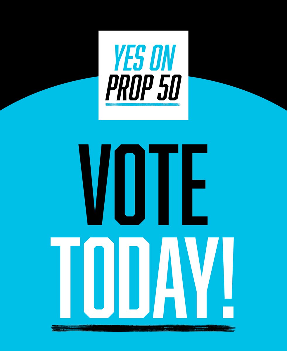 This is it. Election Day. Democracy itself is on the line here in California. You have a chance to help save it. Vote #YesOnProp50 and get your ballot turned in ASAP!