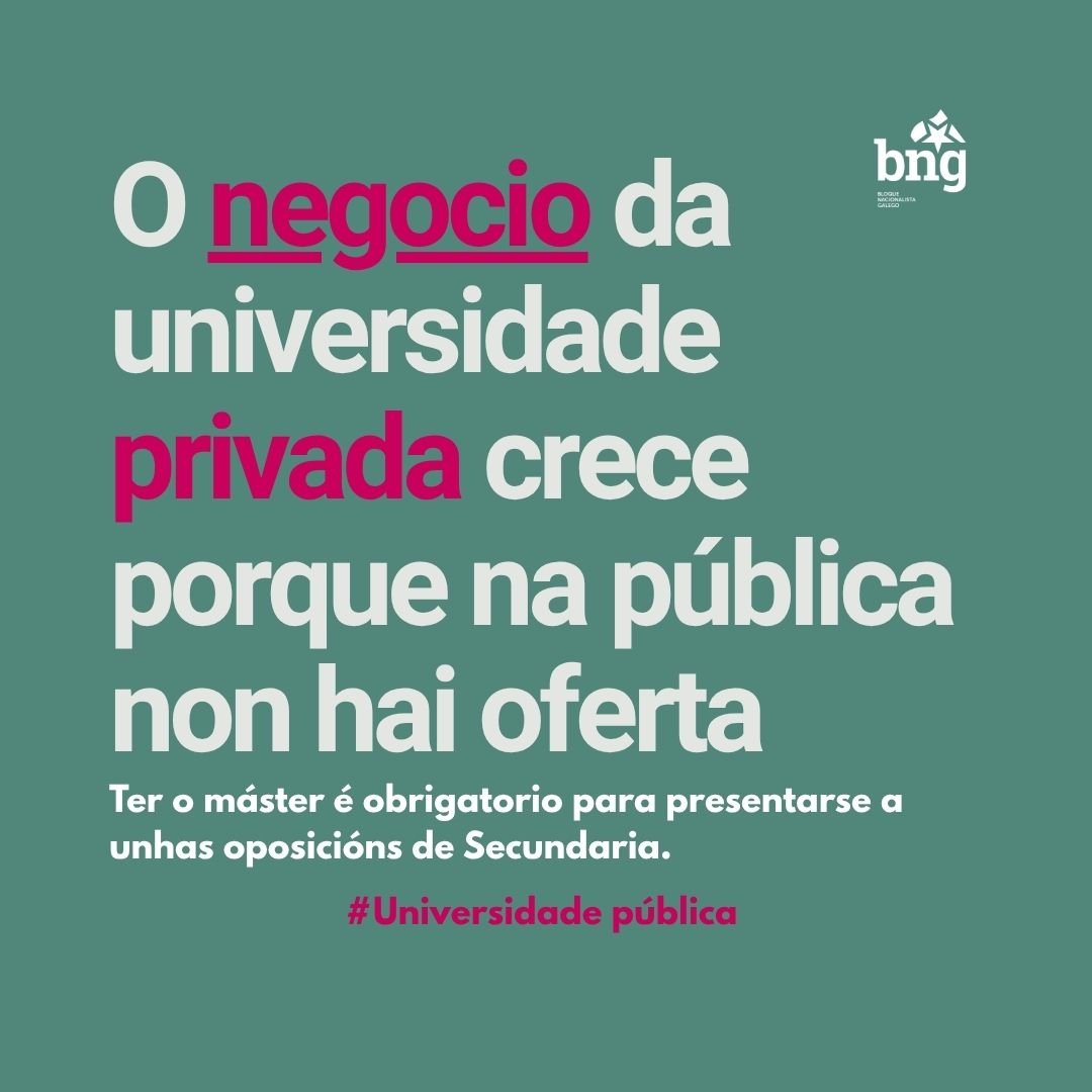 bngparlamento's tweet photo. 🤔Sabes que cursar o mestrado de profesorado custa até 12.000 euros na privada❓

💸 Sabes que o PP non quere ampliar as prazas na pública porque así favorece ás empresas amigas ❓

Iniciativa de Daniel Castro (@Daniel_CasG) no Pleno. https://t.co/9Kryesw0DD