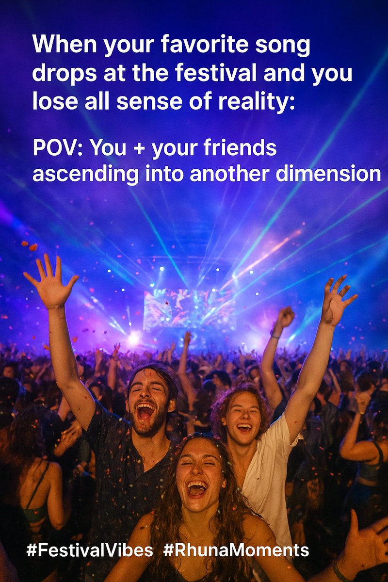 🎉 Festival season is pure magic! ✨

It’s that time when the bass drops, lights flash, and suddenly — nothing else matters except the people around you and the song that feels like it was written just for that moment. 💫

#FestivalVibes #RhunaMoments #MusicIsLife <a href="/RhunaIO/">Rhuna</a>