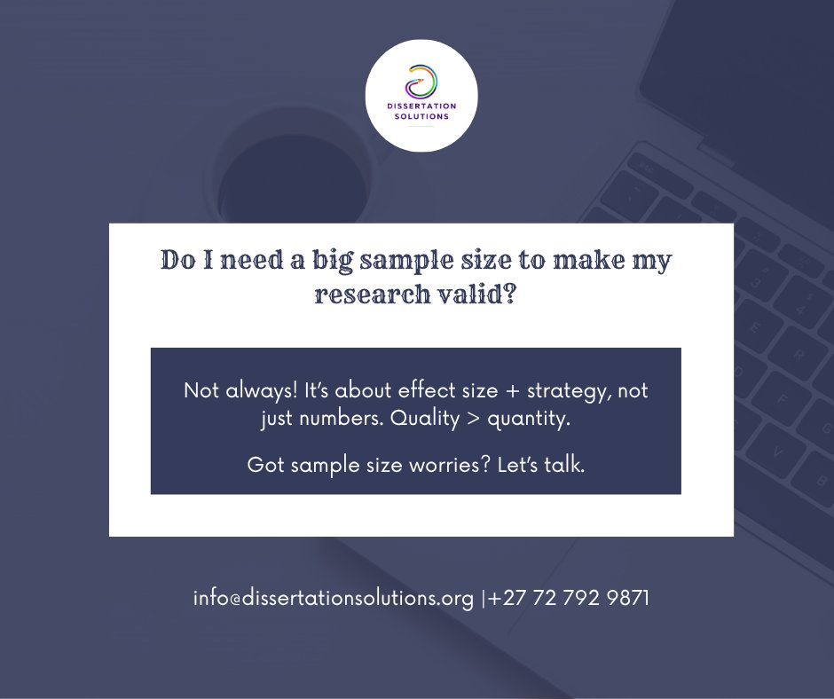 dissertation_za's tweet image. Stop obsessing over huge sample sizes. 
It&apos;s about effect size and strategy. 

Let&apos;s talk quality research!

#ResearchTips #SampleStrategy #ThesisHelp #DSZA
